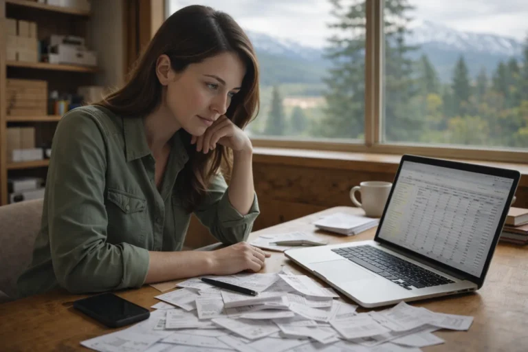 Missoula small business owner overwhelmed by bookkeeping paperwork and spreadsheets